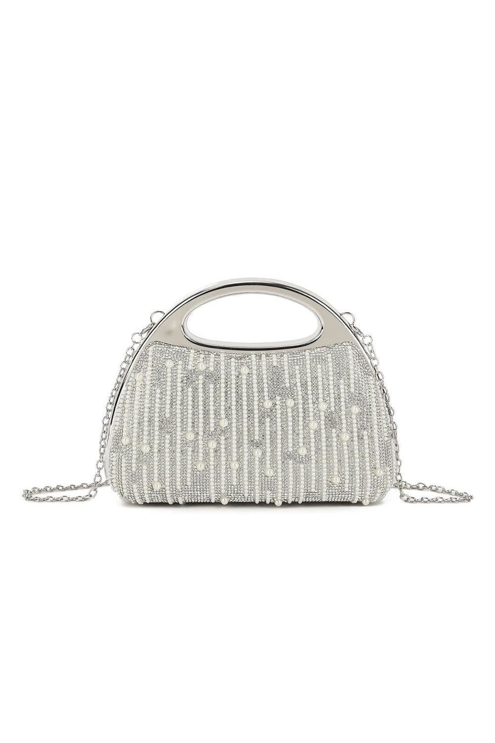Miss Diva Miss Diva Ivory Diamante & Pearl Clutch Bag