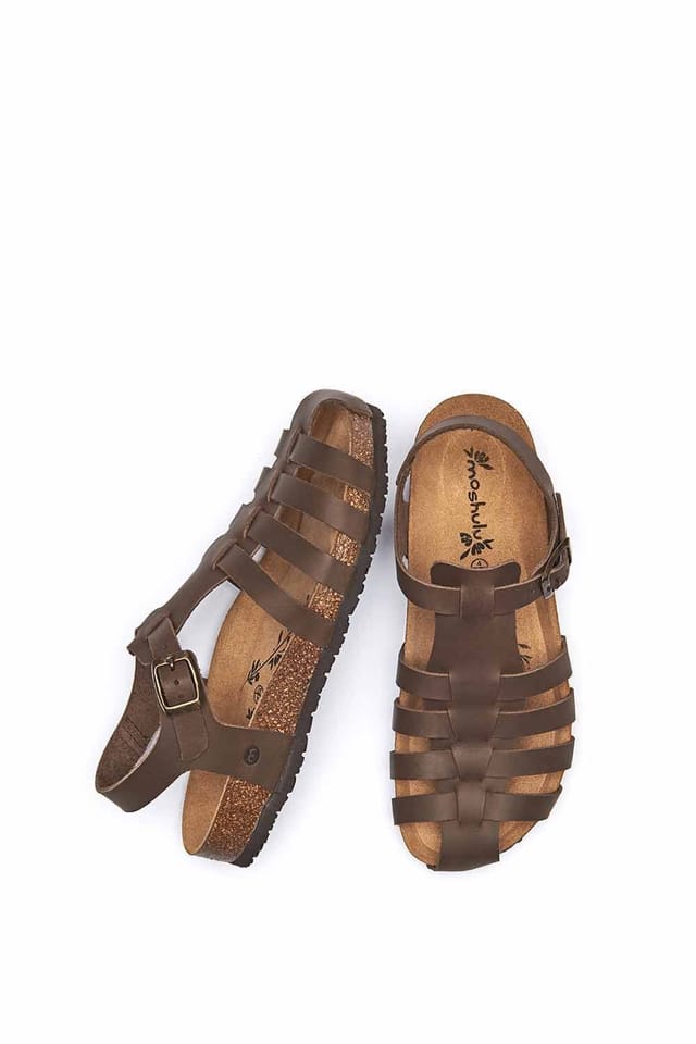 Moshulu Moshulu Women's 'Yarmer' Leather Fisherman Cork Sandals in Chocolate - 2