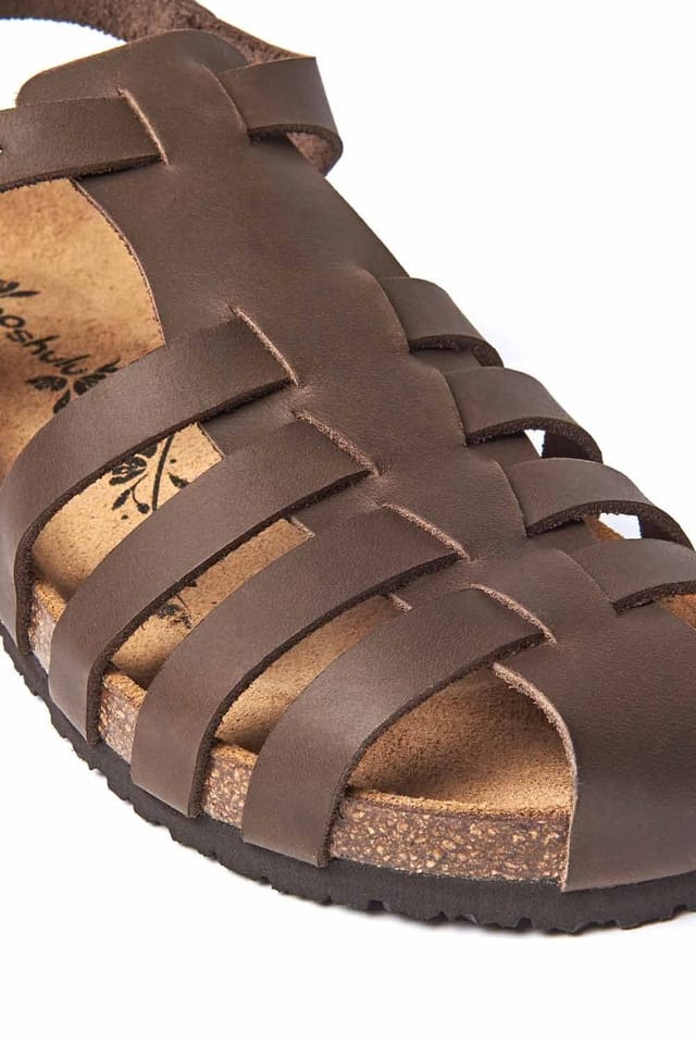 Moshulu Moshulu Women's 'Yarmer' Leather Fisherman Cork Sandals in Chocolate - 3