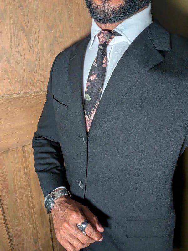 Yves Saint Laurent Black Pure Wool 3-Button Slim Fit Blazer