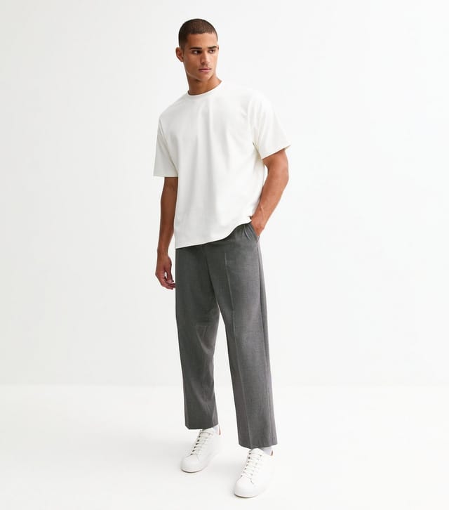 New Look Men's Black Checked Pleated Oversized Tailored Trousers New Look - 3