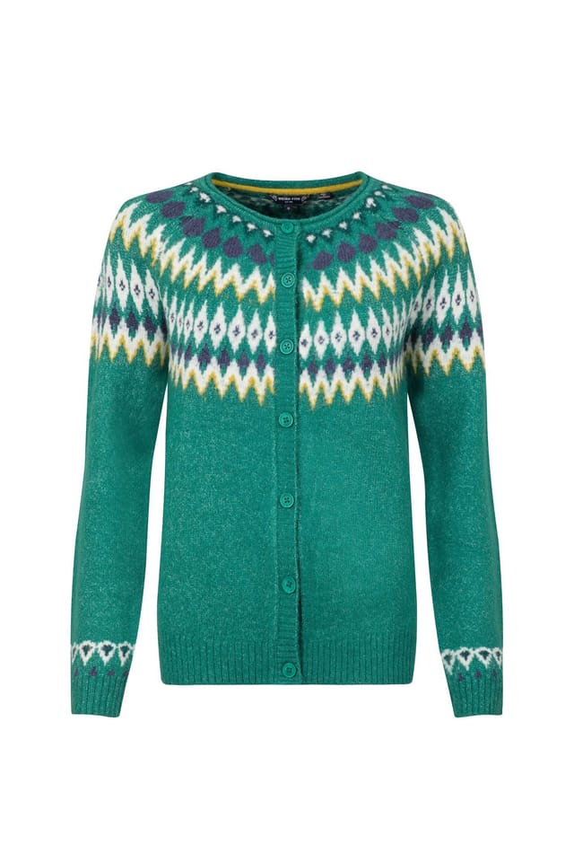 Weird Fish Weird Fish Women's Hatty Fair Isle Cardigan in Green - 2