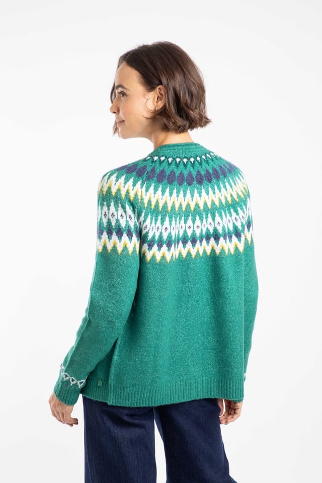 Weird Fish Weird Fish Women's Hatty Fair Isle Cardigan in Green - 3