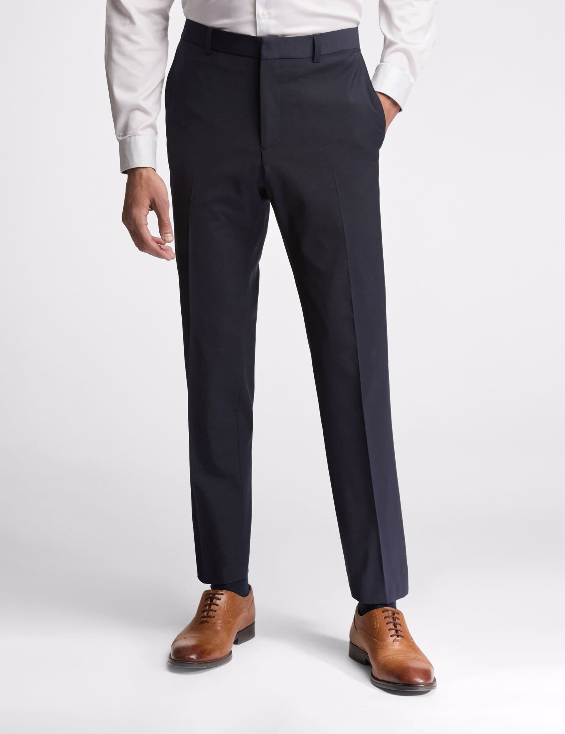 Ted Baker Ted Baker Men's Flat Fronted Slim Fit Suit Trousers in Navy