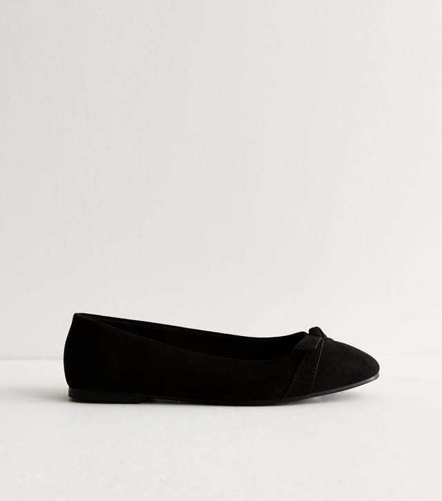 New Look Women's Wide Fit Black Bow Detail Ballet Pumps New Look - 3
