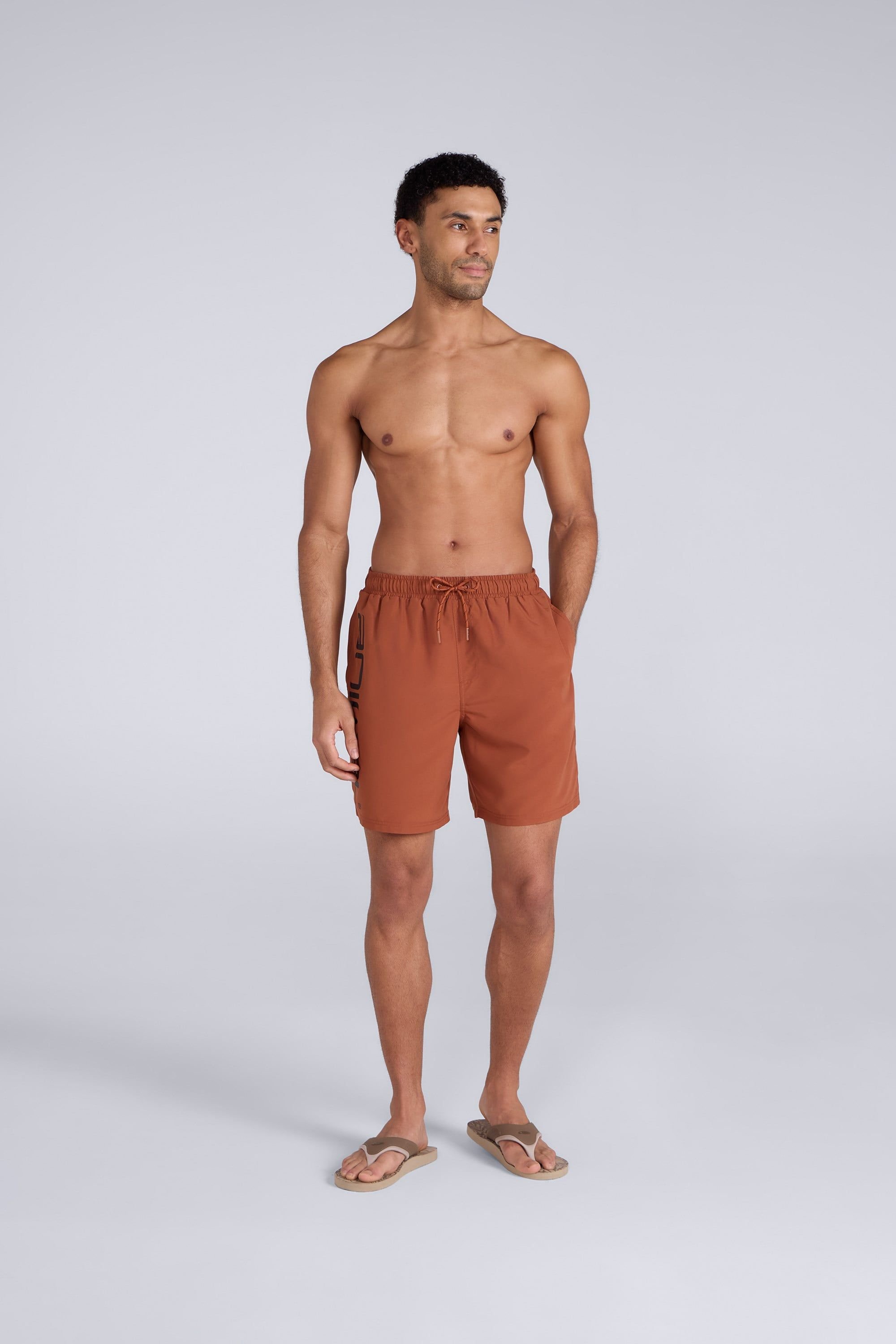 Animal Animal Men's 'Deep Dive' Lightweight Elastic Waist Quick Dry Beach Boardshorts in Orange - 2