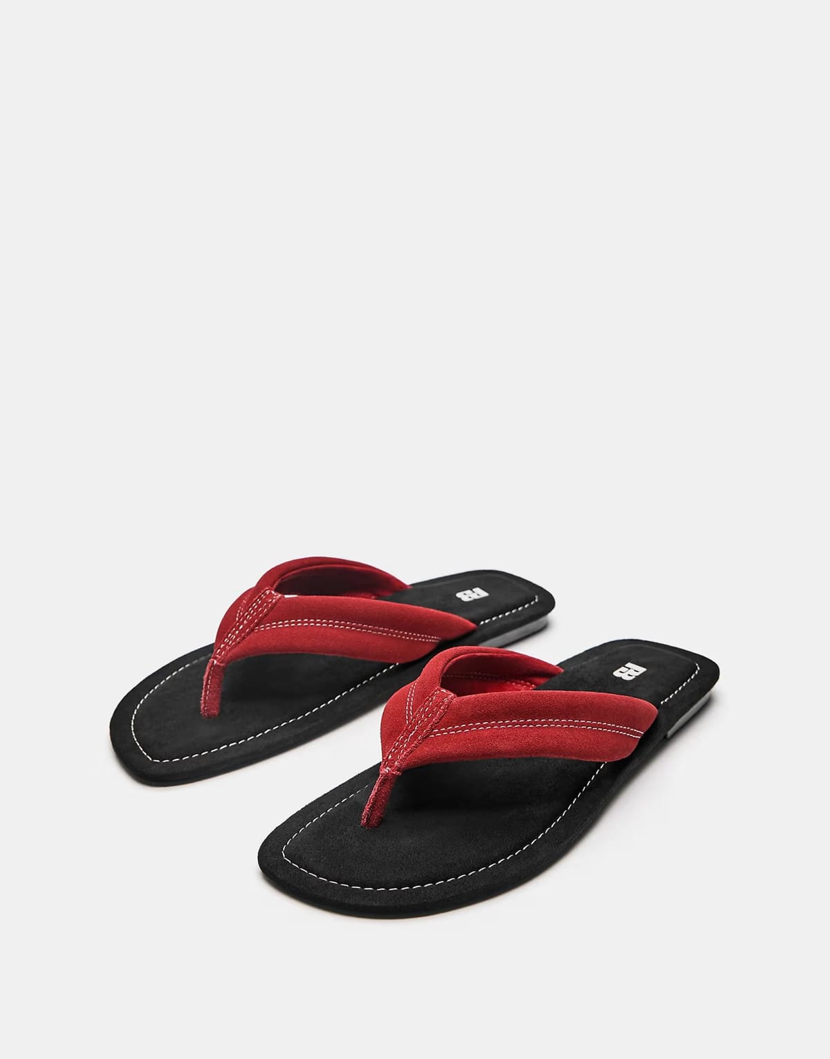 ASOS Pull&Bear Flat leather sandals in red - 1