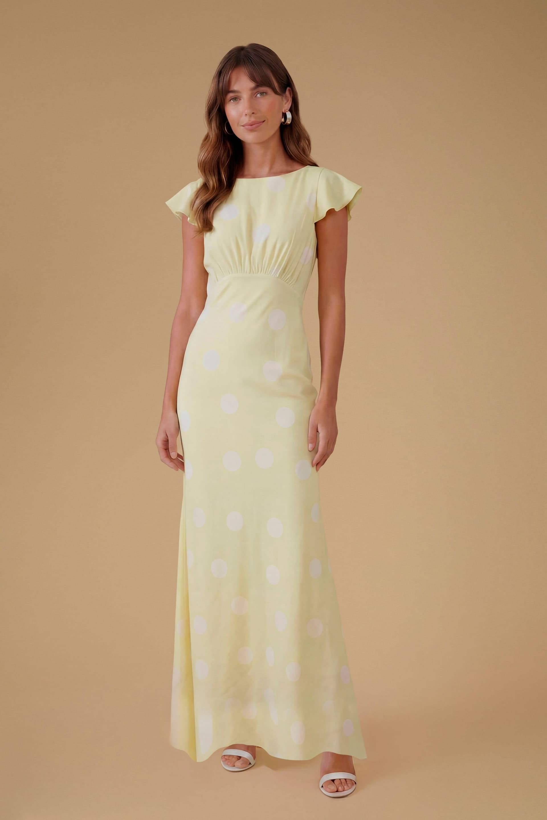 Oasis Oasis Women's Polkadot Crepe Maxi Dress in Lemon