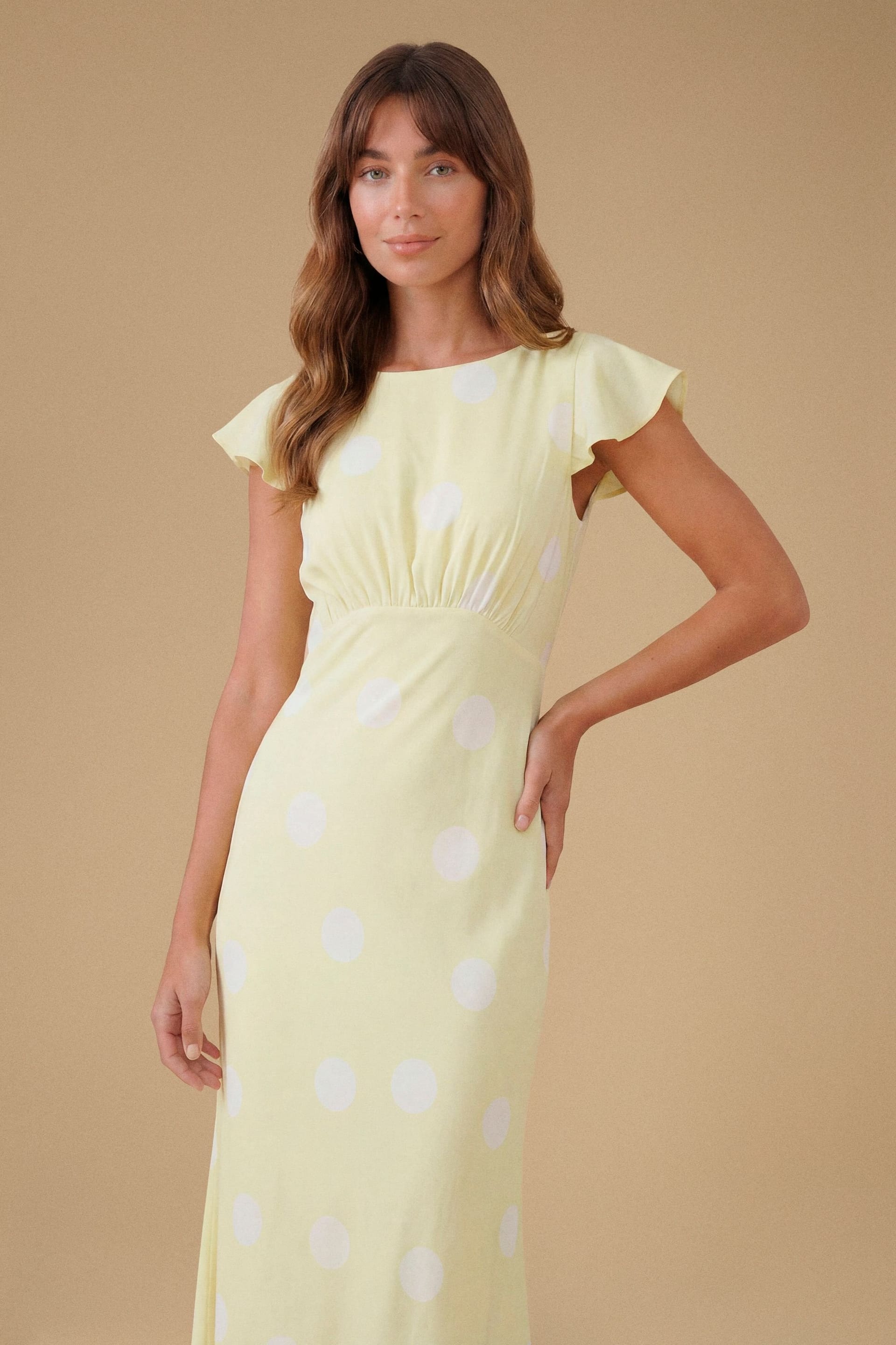 Oasis Oasis Women's Polkadot Crepe Maxi Dress in Lemon - 4