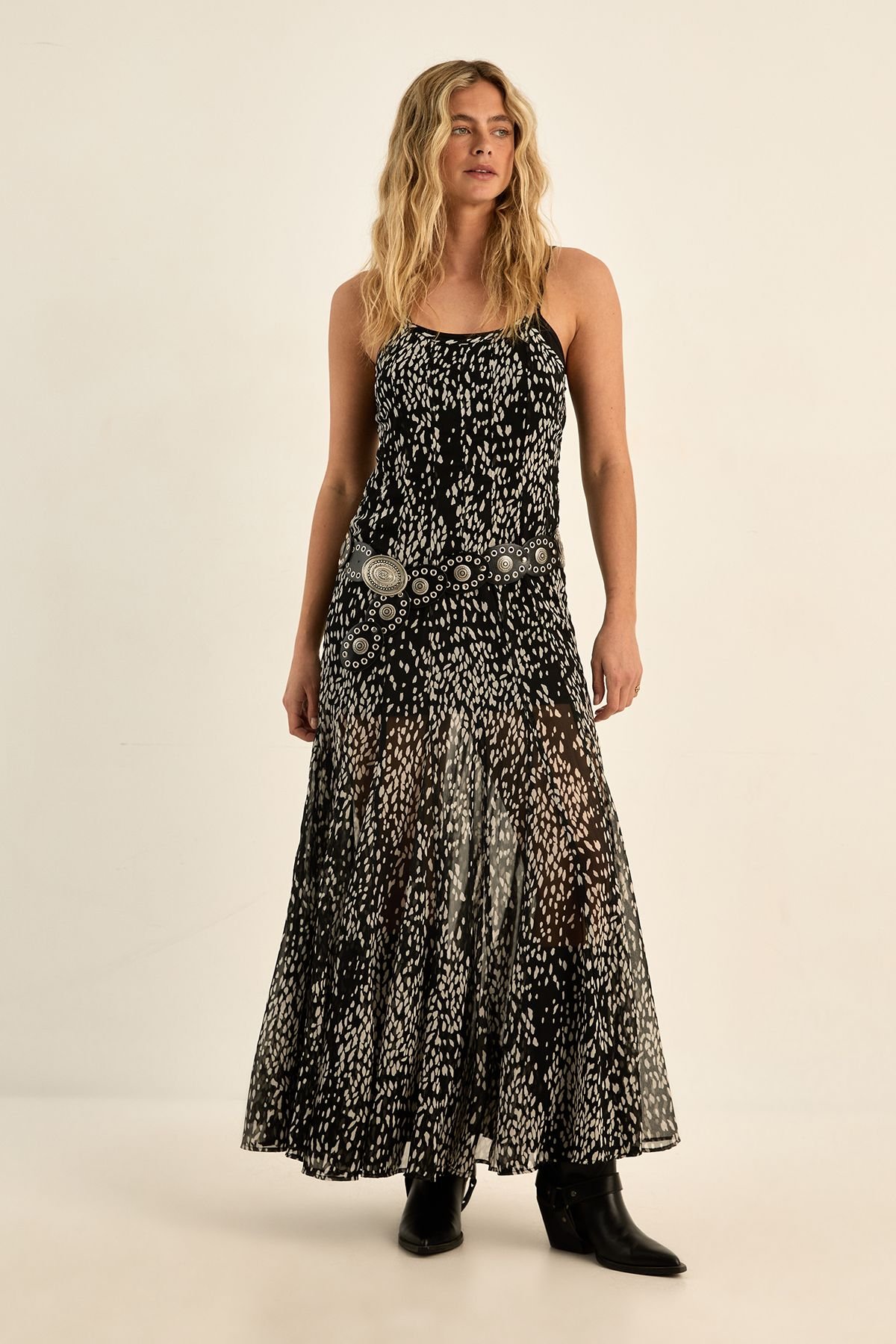 NastyGal NastyGal Women's Spot Godet Hem Strappy Maxi Dress in Black - 3