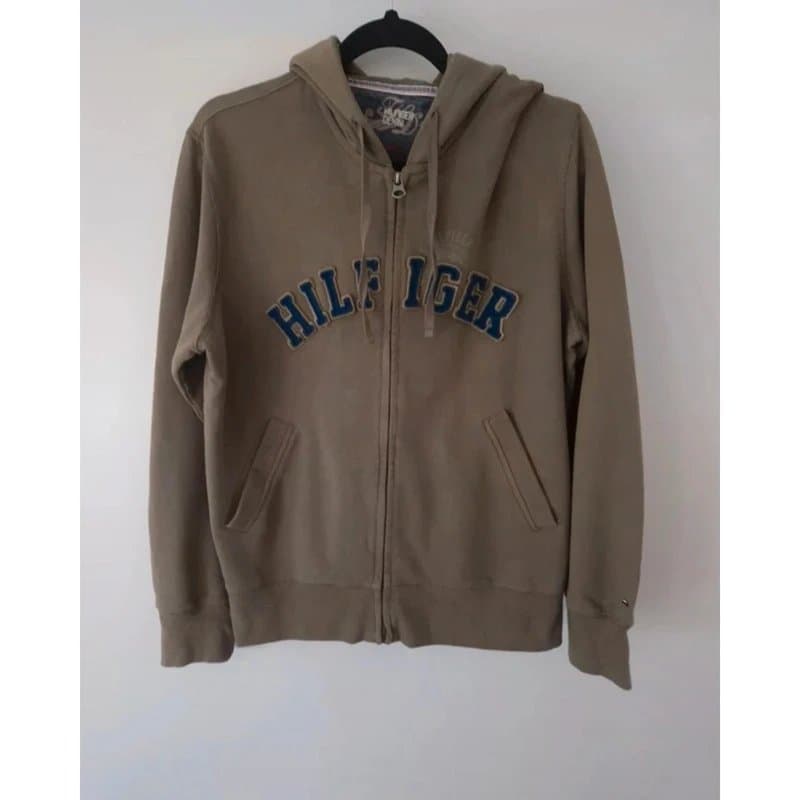 Tommy Hilfiger Tommy Hilfiger men's khaki full zip hoodie UK size small S