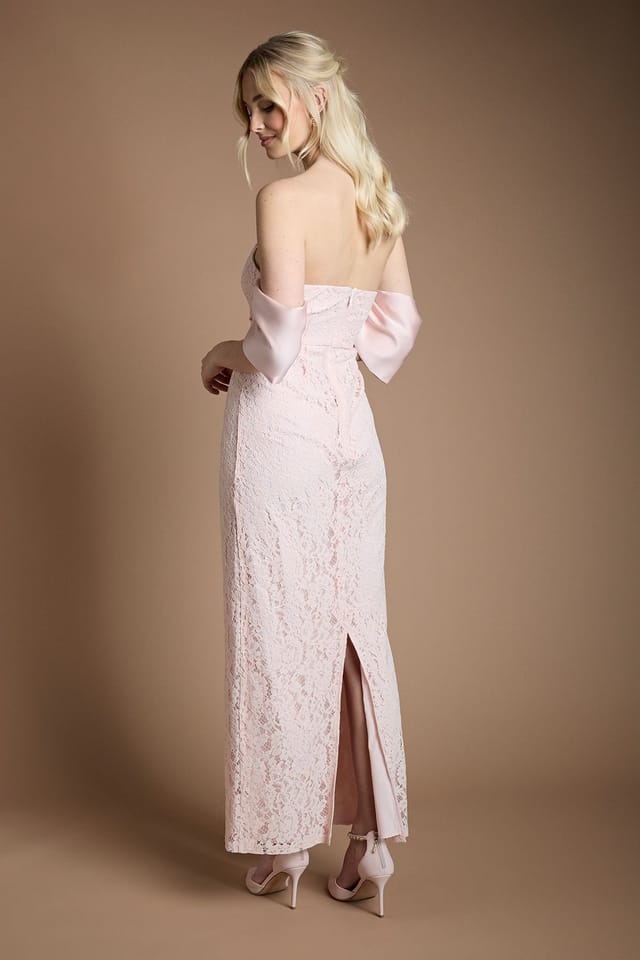 Coast Coast Women's Lace Bardot Bridesmaid Dress in Blush - 3