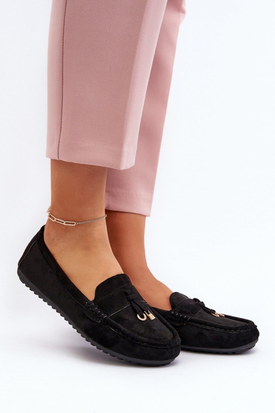 Love Lace Love Lace Black Suede Moccasin Shoes