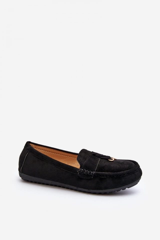 Love Lace Love Lace Women's Classic Suede Moccasin Shoes Rounded Toe Comfort Slip On Summer in Black - 2