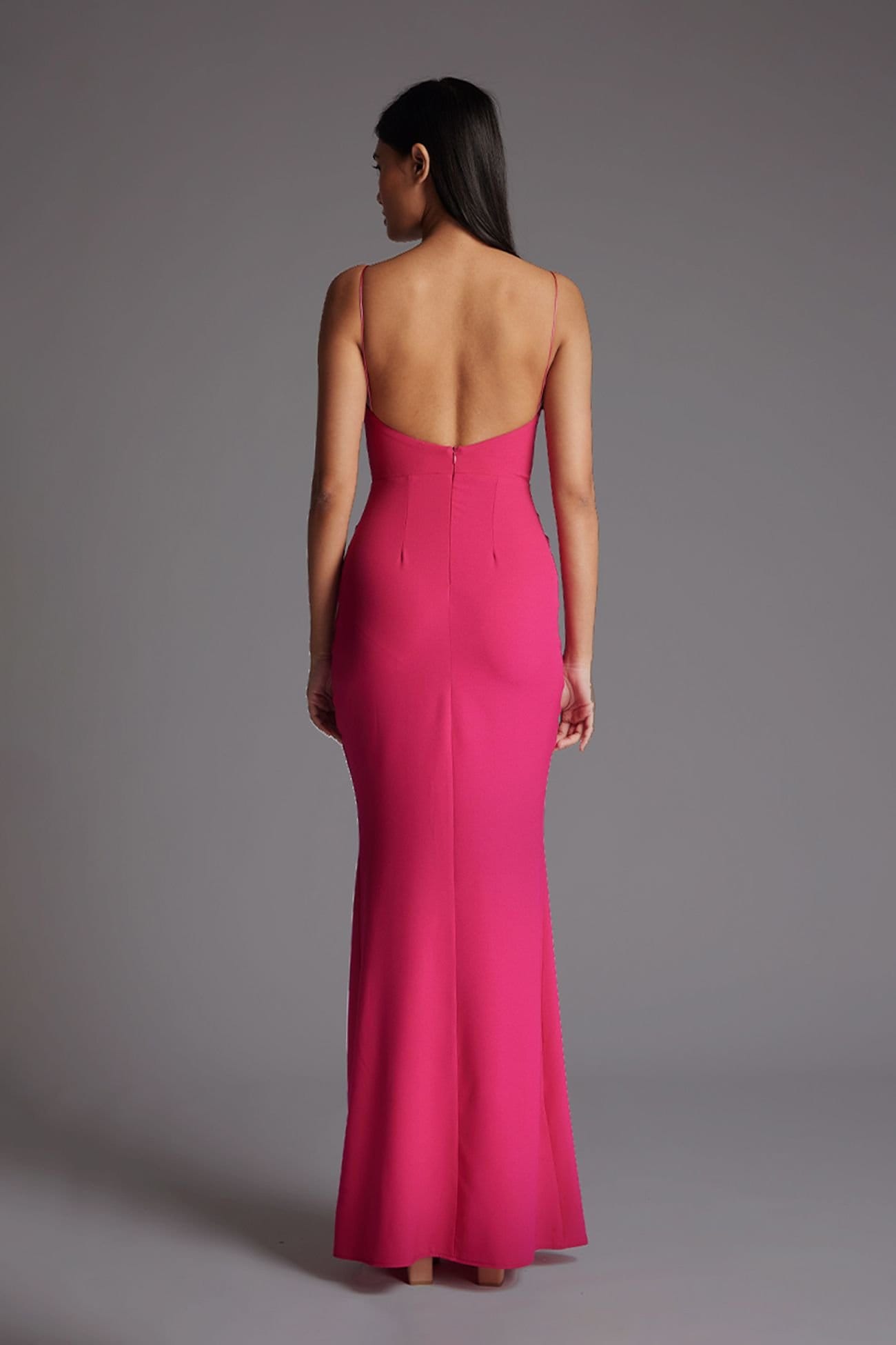 Vesper Vesper Women's Twist Front Low Back Fishtail Maxi Dress in Cerise - 4