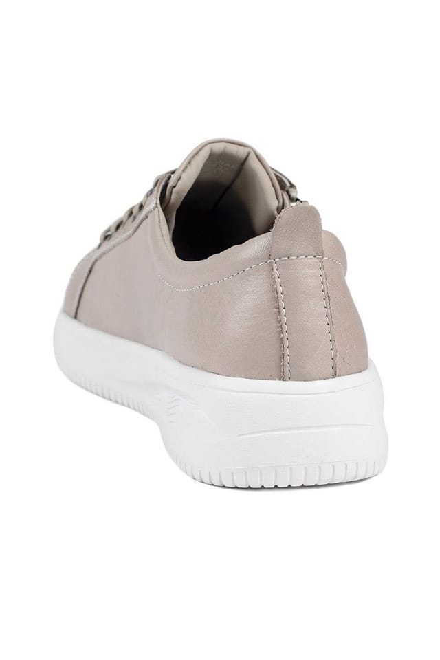 Jones Bootmaker Jones Bootmaker Women's Anara Zip & Lace Leather Trainers in Stone - 3