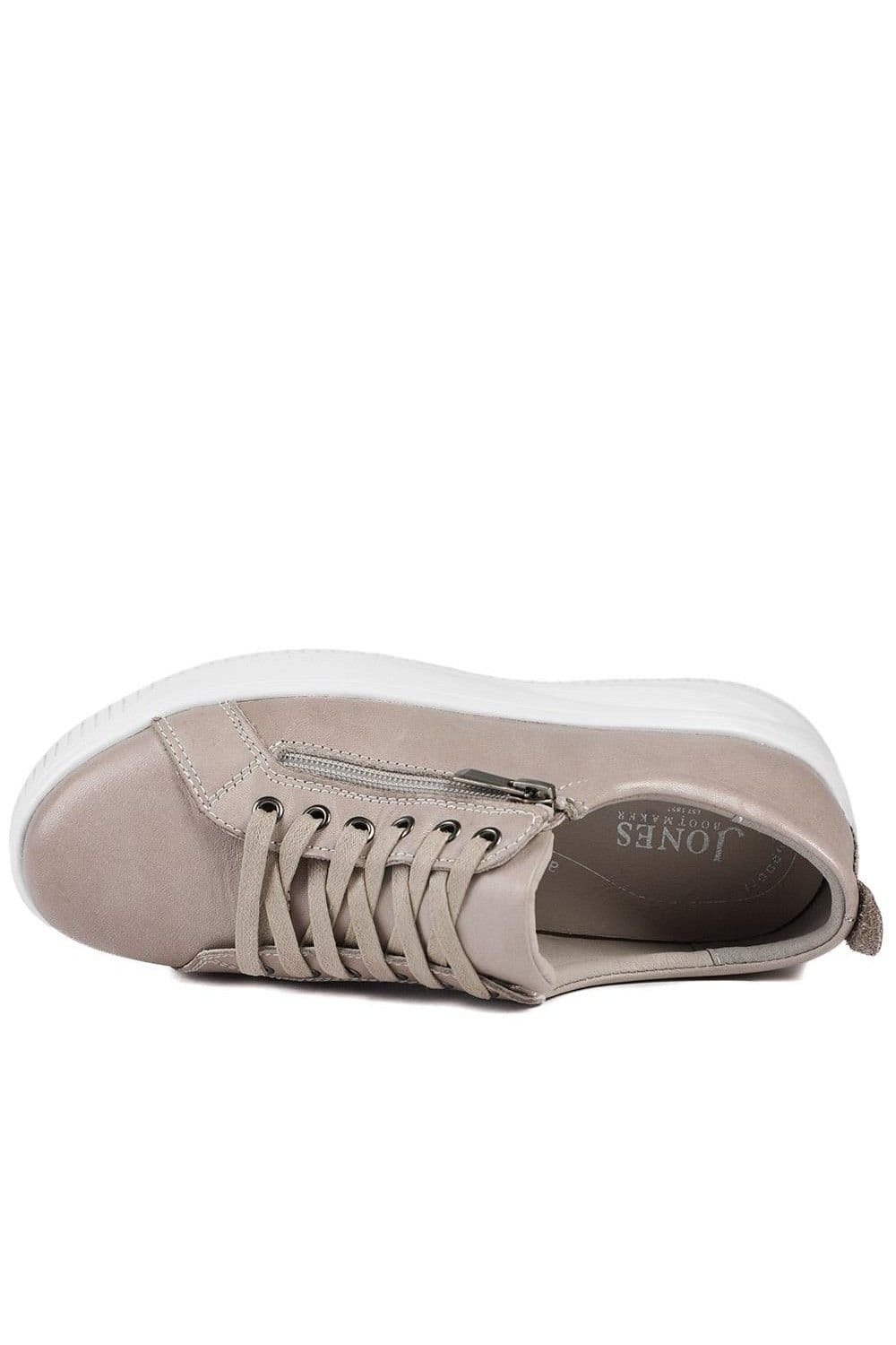 Jones Bootmaker Jones Bootmaker Women's Anara Zip & Lace Leather Trainers in Stone - 4