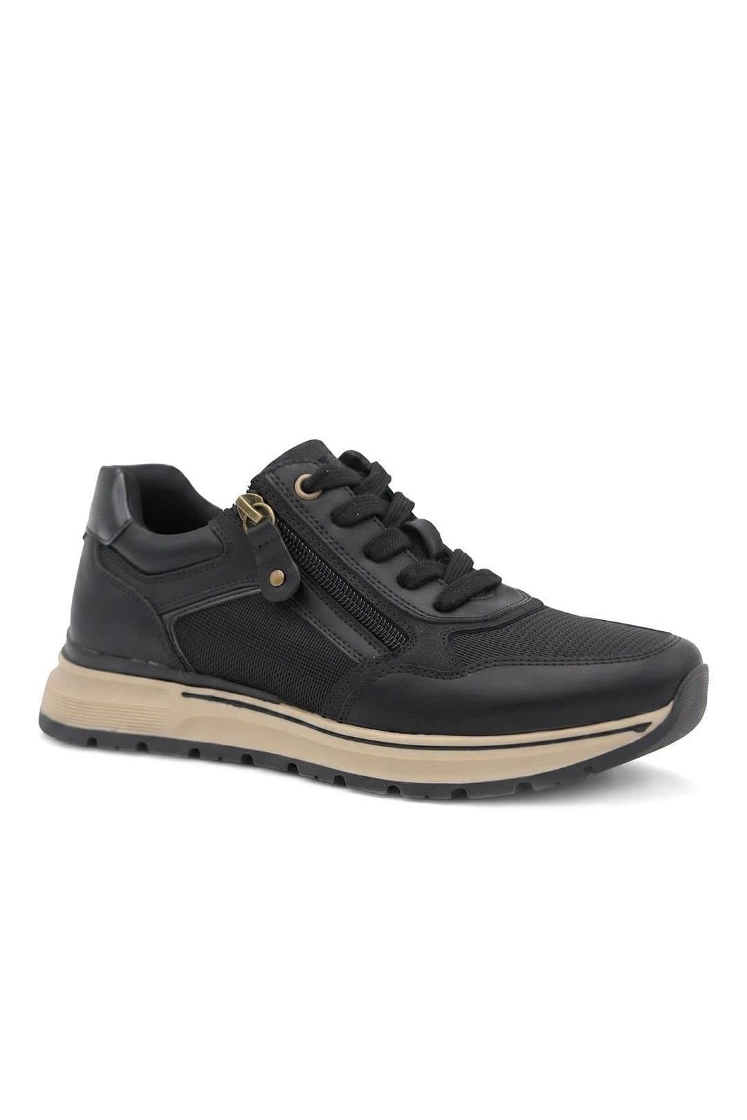 Pavers Pavers Women's Breathable Zip & Lace Style Trainers in Black