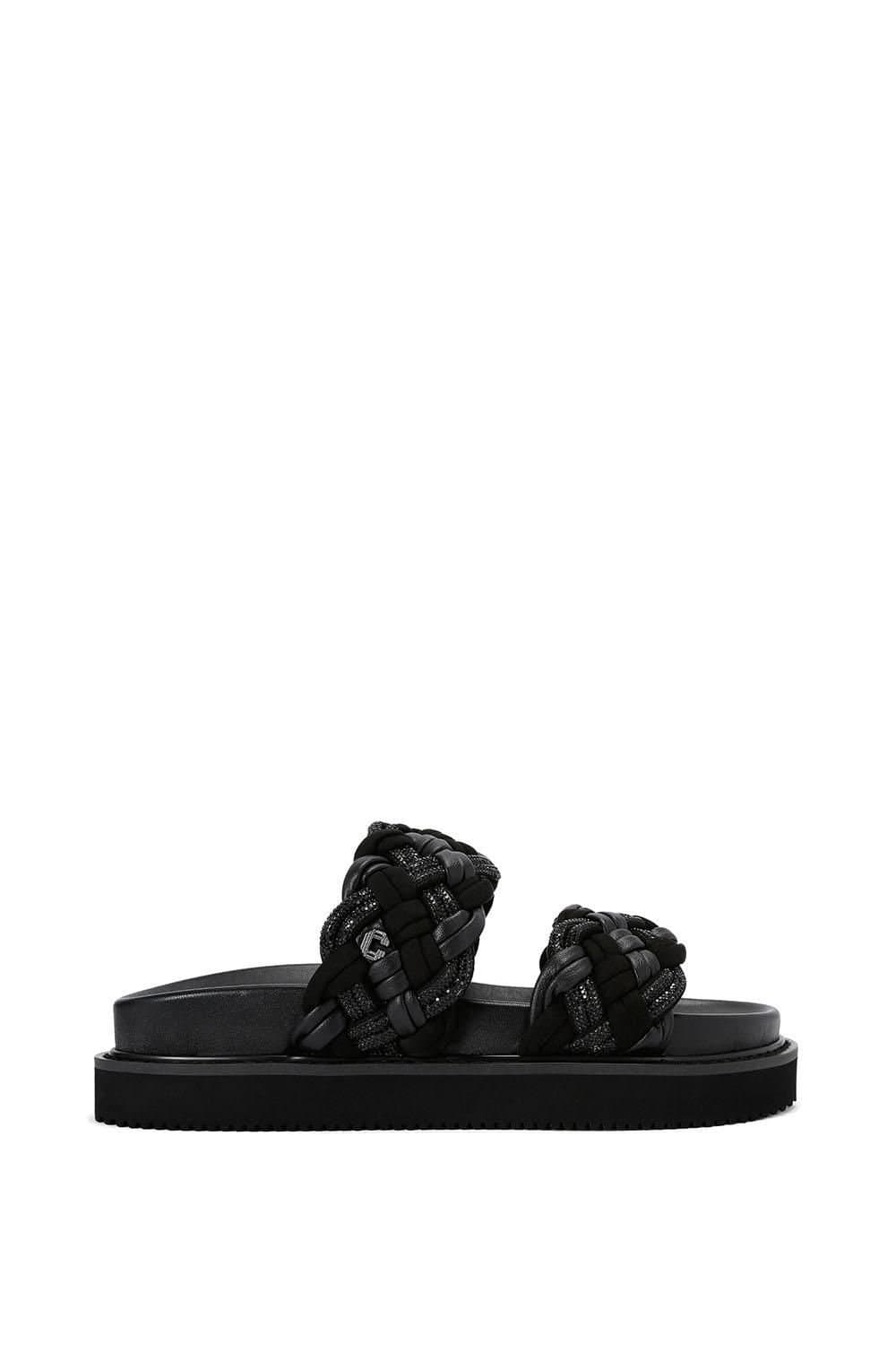 Carvela Carvela Black Crystal Suede Flatform Sandals