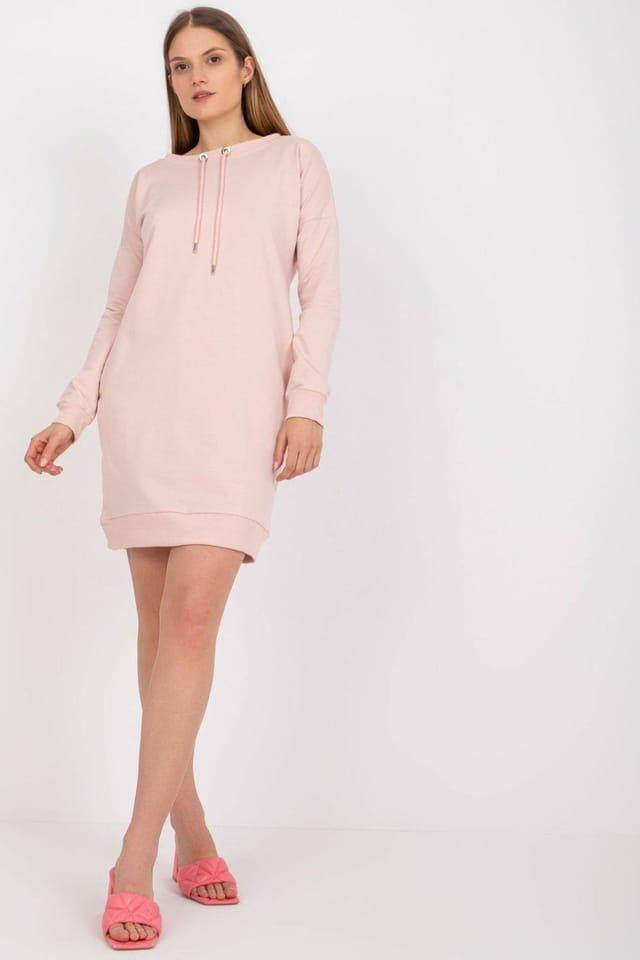 Love Lace Love Lace Women's Long Sleeve Tracksuit Dress with Tie Neck in Pink - 2