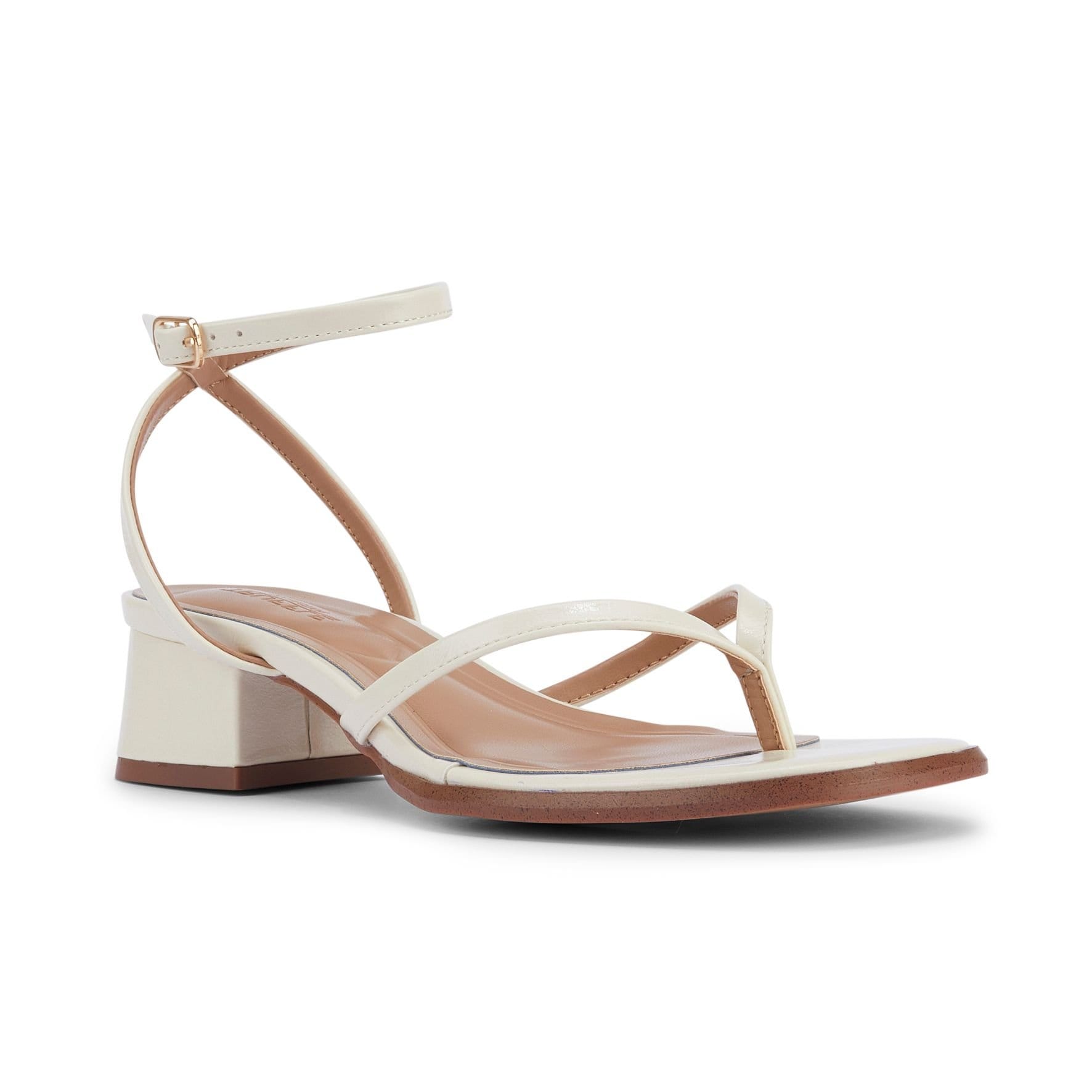 Truffle Collection Truffle Collection Women's Block Heel Open Toe Sandals Buckle Strap Polyurethane Summer Shoes in Cream - 4