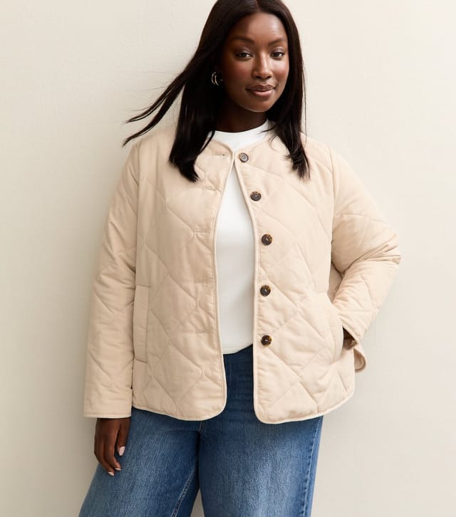New Look Women's Plus Size Stone Quilted Padded Jacket Curves New Look - 2