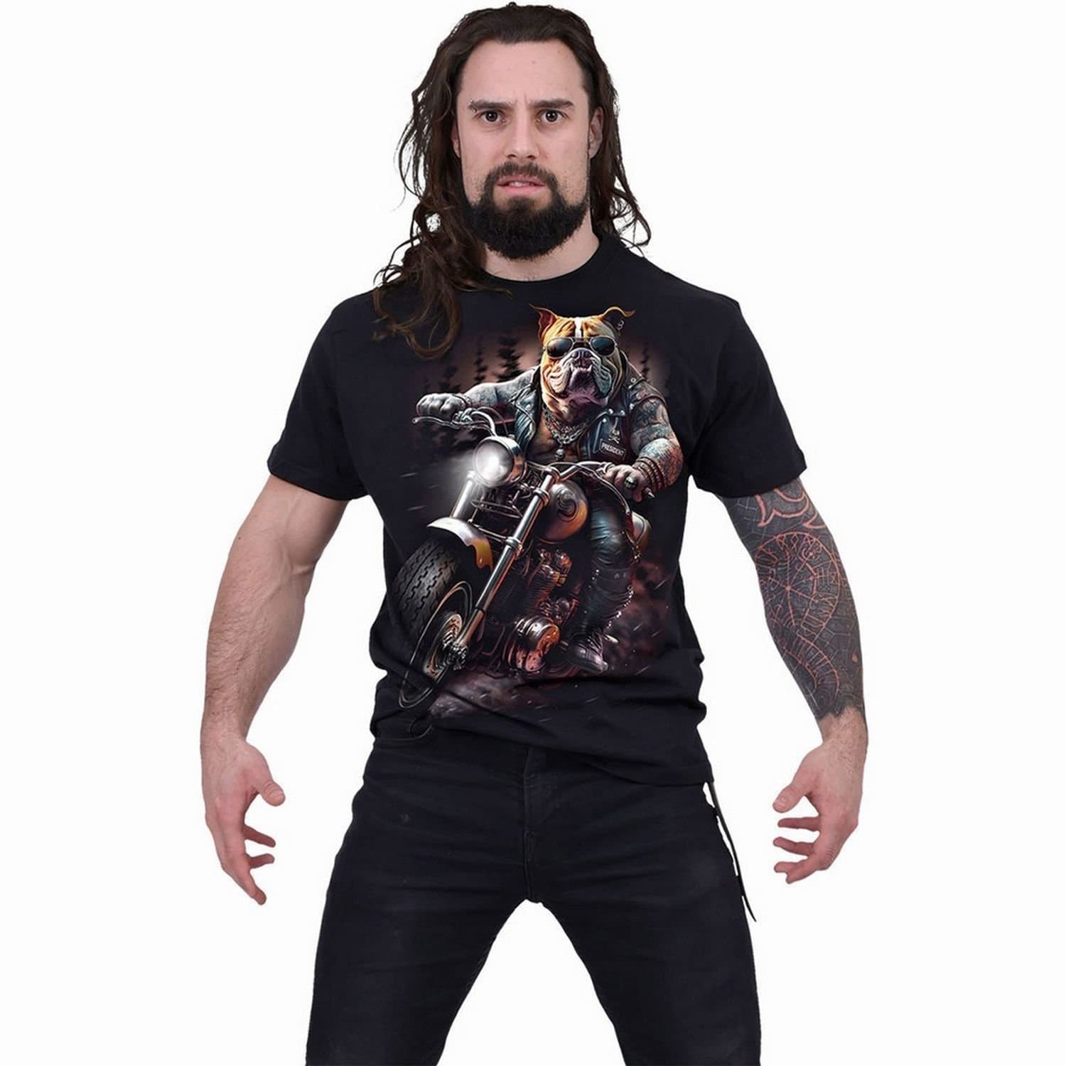 Spiral Direct Spiral Direct Men's Top Dog Back Print T-Shirt in Black