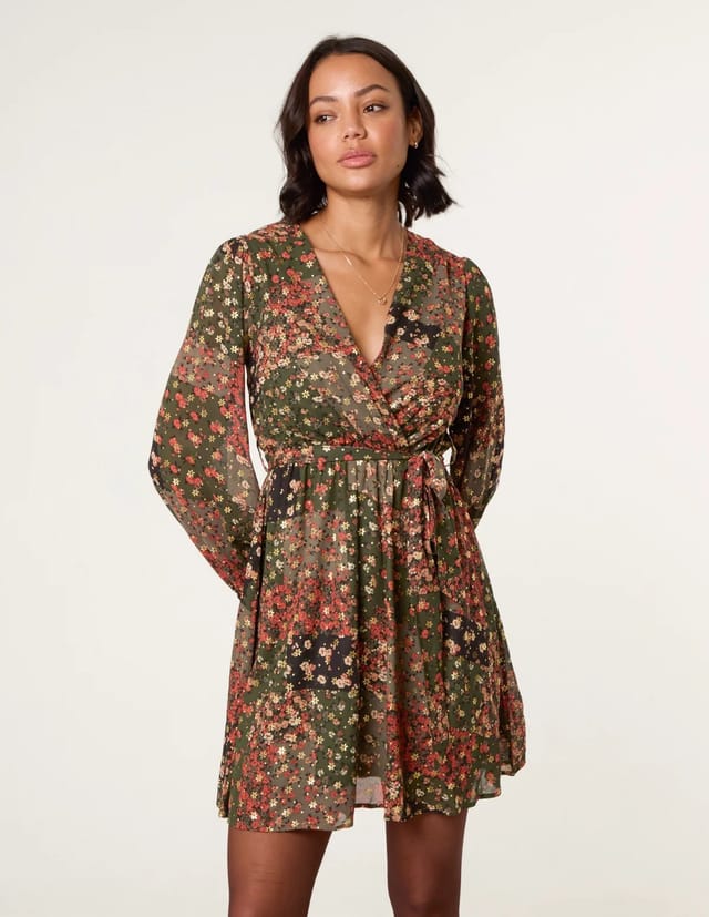 Blue Vanilla Gold Foil Patchwork Mini Dress - 2