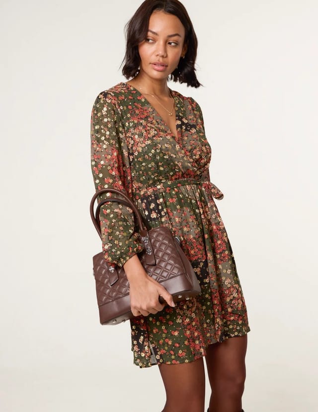 Blue Vanilla Gold Foil Patchwork Mini Dress - 3