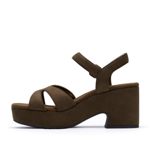 Clarks Clarks Women's Nerisa Twist Dark Olive Heeled Sandals, Wedge Sandals in Green - 2