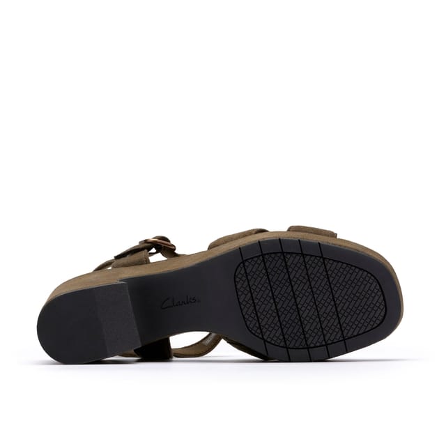 Clarks Clarks Women's Nerisa Twist Dark Olive Heeled Sandals, Wedge Sandals in Green - 3