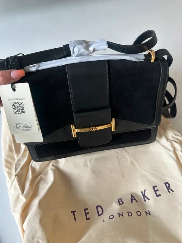 Ted Baker Ted baker handbag bag new real leather suede gold buckle new £140