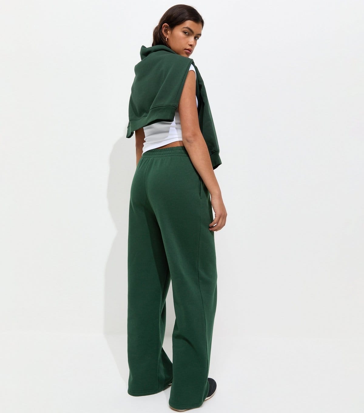 New Look Women's Dark Green Cotton Rich Wide Leg Joggers New Look - 4