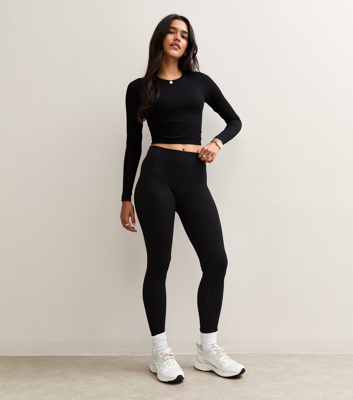 New Look New Look Black Ribbed Jersey Leggings
