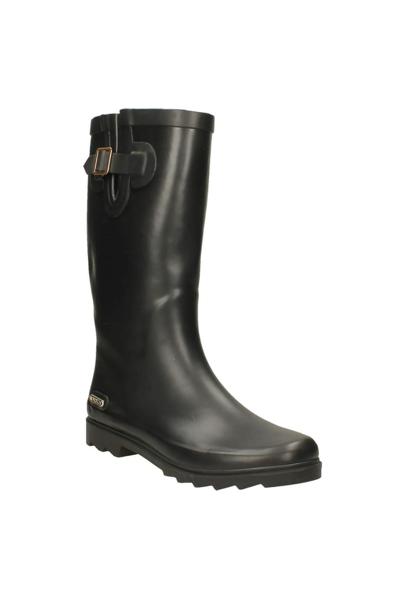 Elle Sport Elle Sport Women's Tall Buckle Detail Waterproof Wellington Boots in Black - 1