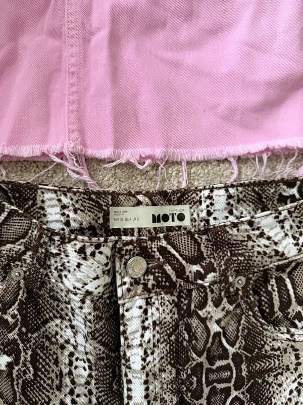 Topshop Topshop x4 Denim Brown, Leopard Print & Pink Mini Skirts