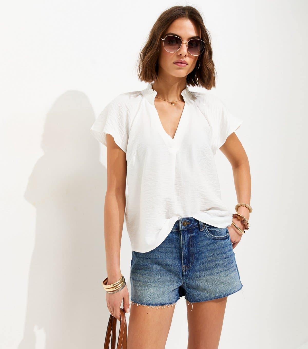 New Look Women's Blue Raw Hem Denim Shorts New Look