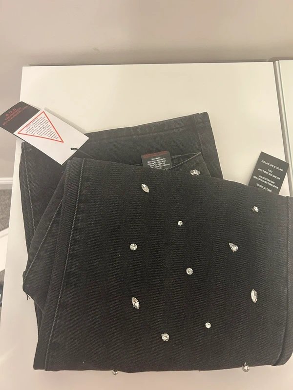 ASOS Liquor N Poker Embellished Black Straight Leg Jeans - UK 14 - 1