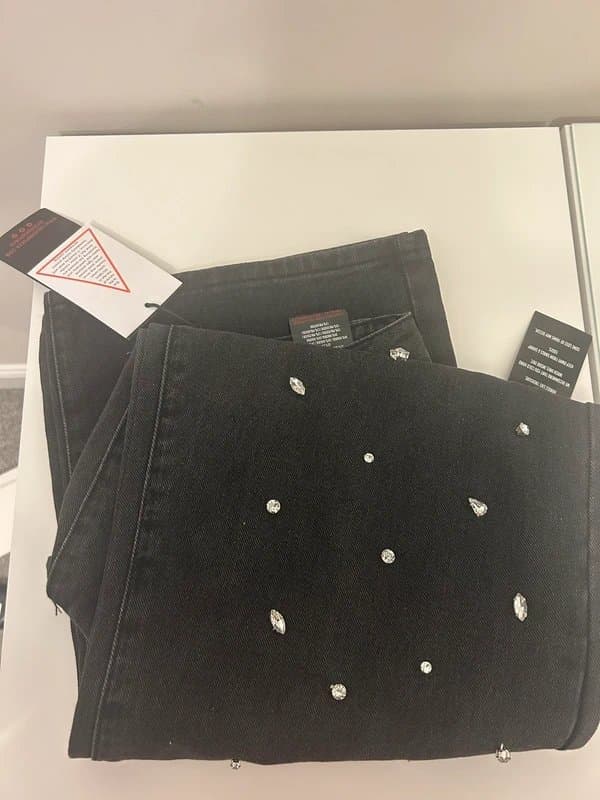 ASOS Liquor N Poker Embellished Black Straight Leg Jeans - UK 14