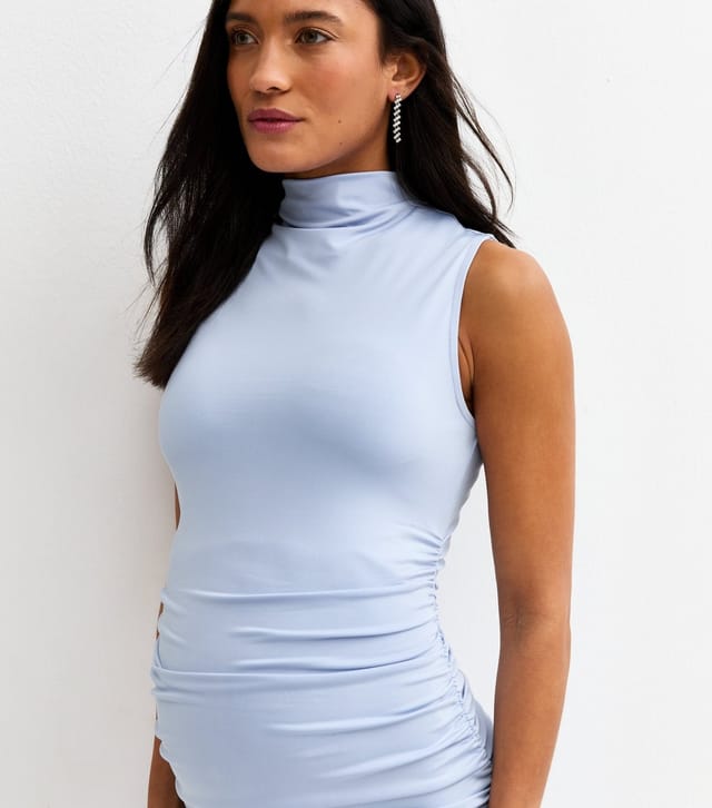New Look Women's Maternity Light Blue High Neck Midi Dress New Look - 3