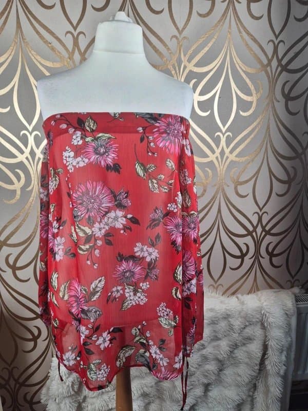 Capsule capsule sheer floaty bardot off shoulder blouse size 22