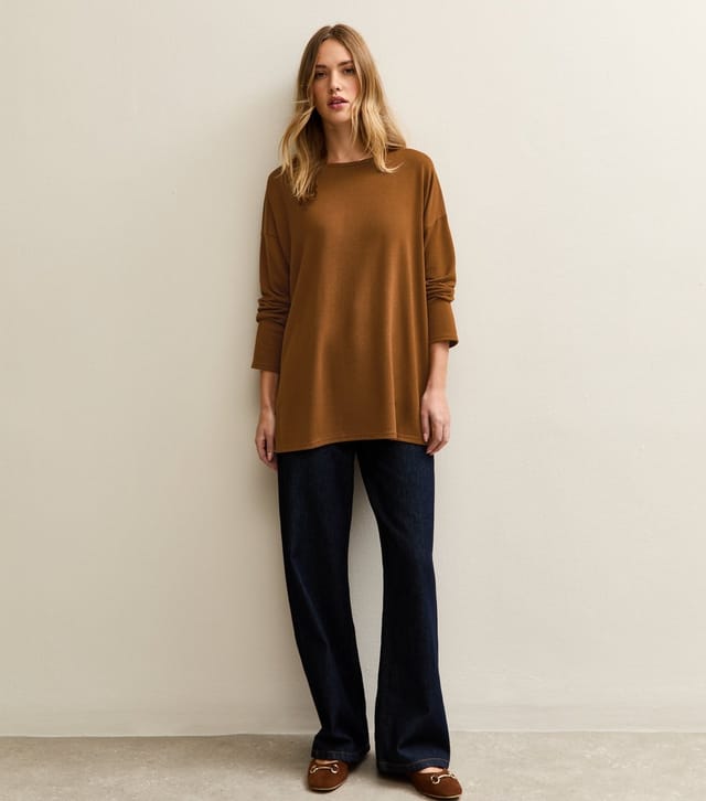 New Look Women's Tan Soft Touch Long Sleeve Top New Look - 3