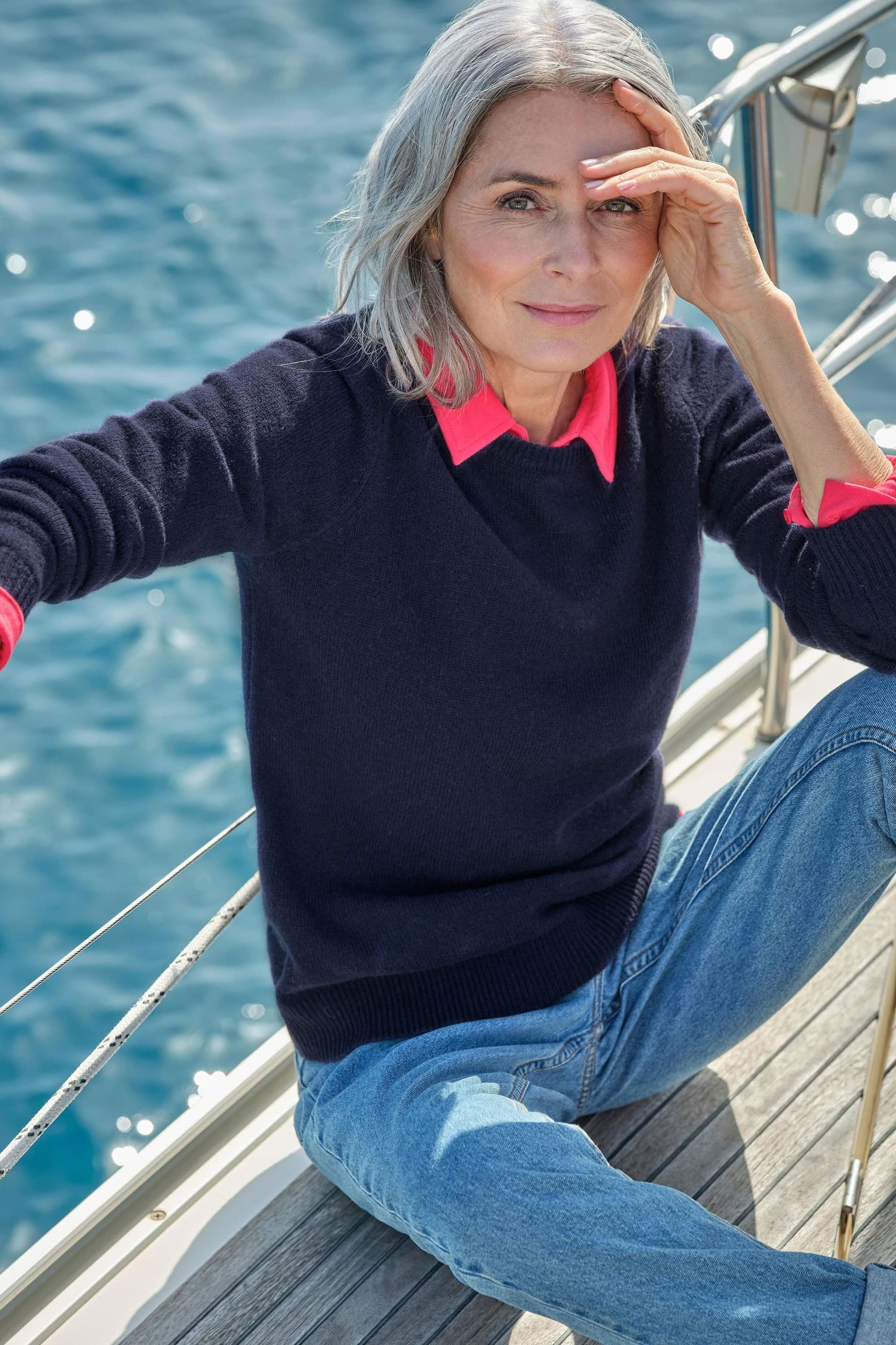 WoolOvers WoolOvers Dark Navy Lambswool Crew Neck Jumper