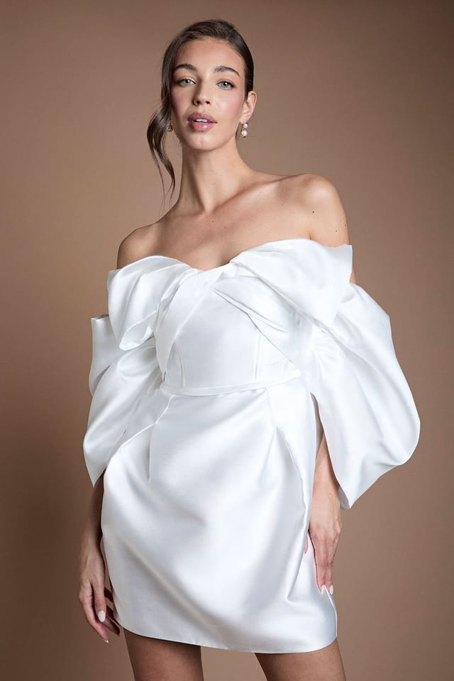 Coast Coast Women's Volume Sleeve Corset Twill Bridal Dress in Ivory - 2