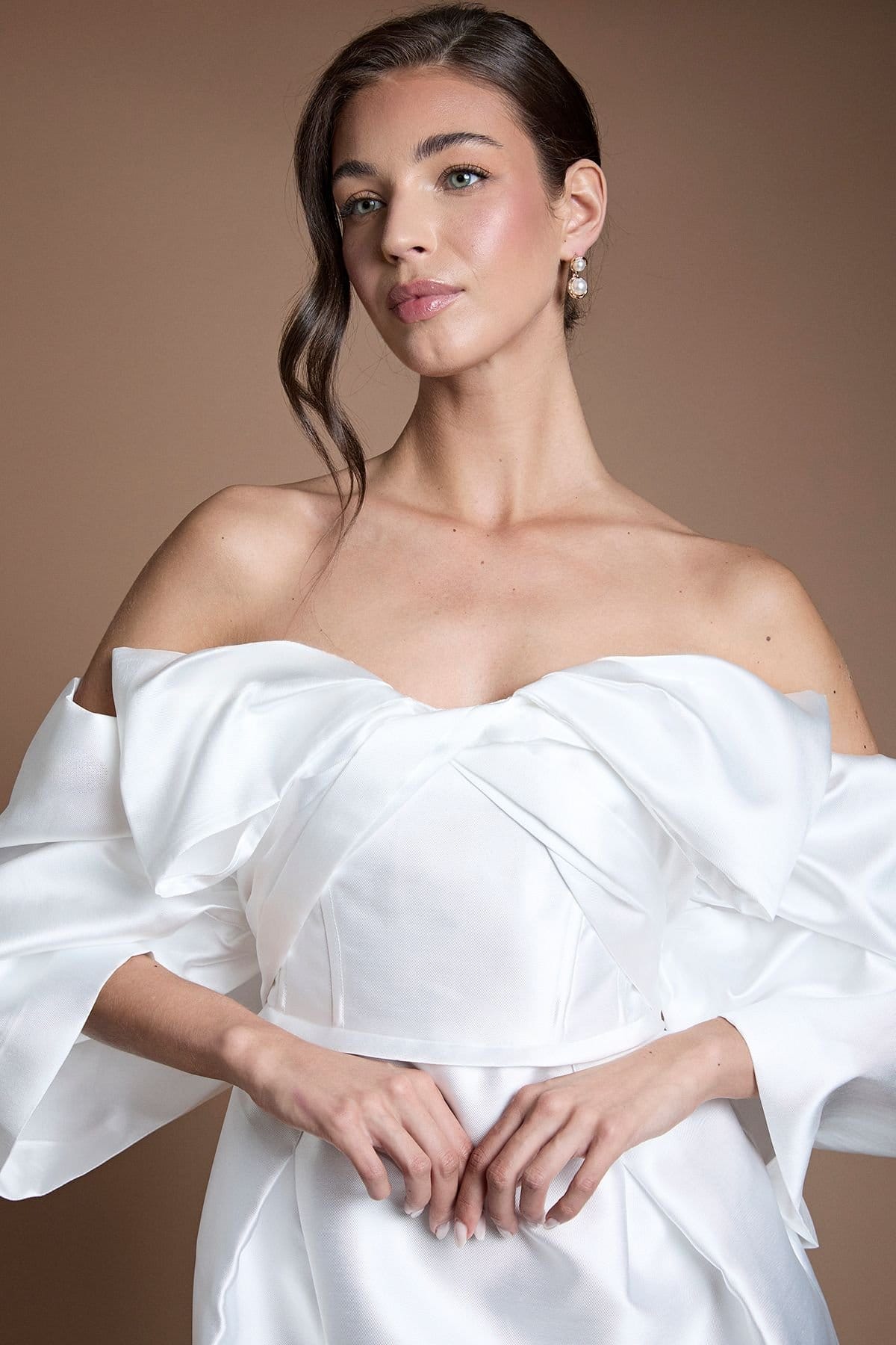 Coast Coast Women's Volume Sleeve Corset Twill Bridal Dress in Ivory - 4