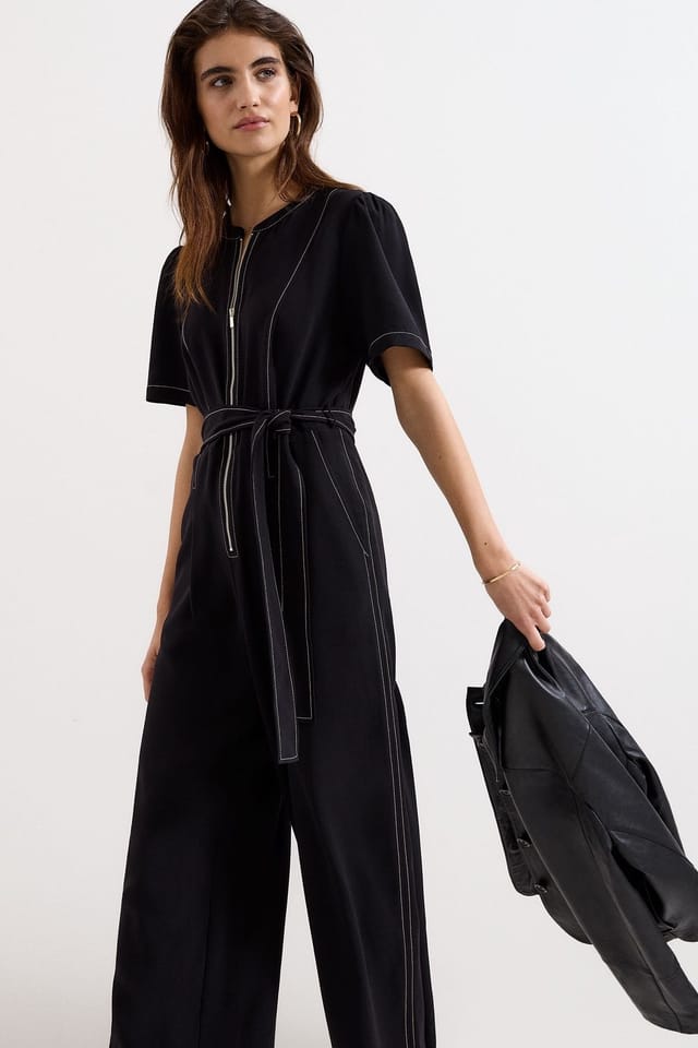 Phase Eight Phase Eight Women's Zip-Front Wide-Leg Jumpsuit in Black - 3