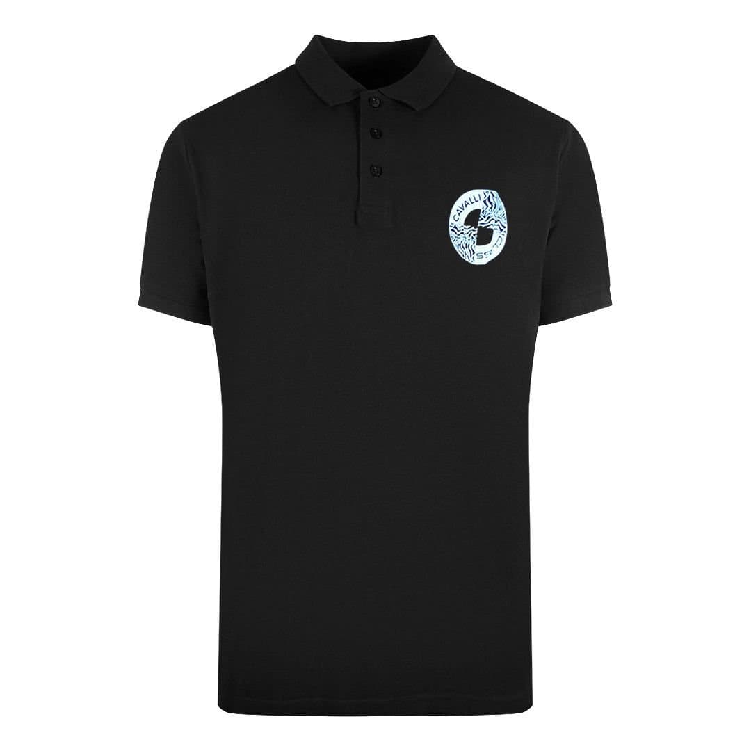 Cavalli Class Cavalli Class Men's Circle Logo Black Polo Shirt