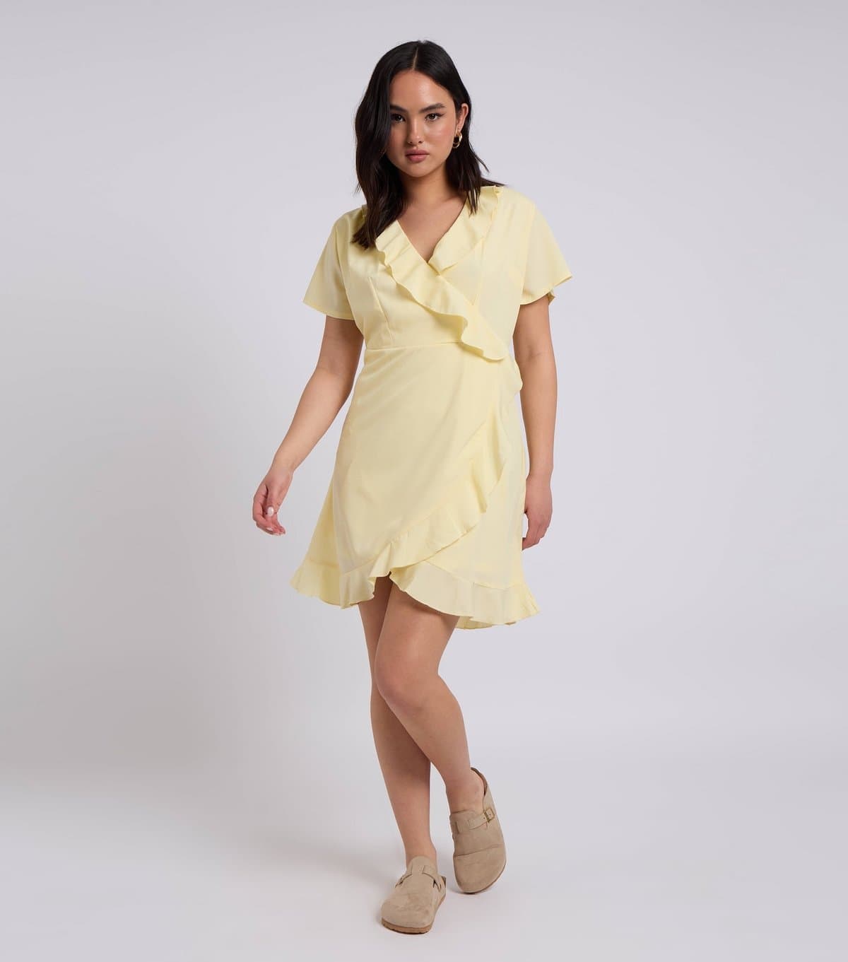 Urban Bliss Women's Light Yellow Frill Trim Mini Tea Dress Urban Bliss New Look