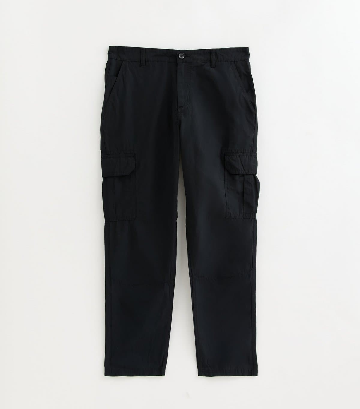 New Look Men's Black Cotton Slim Fit Tapered Leg Cargo Trousers New Look