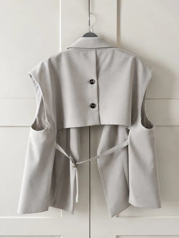 Bershka Bershka open Back Tailored Waistcoat – Beige/Grey